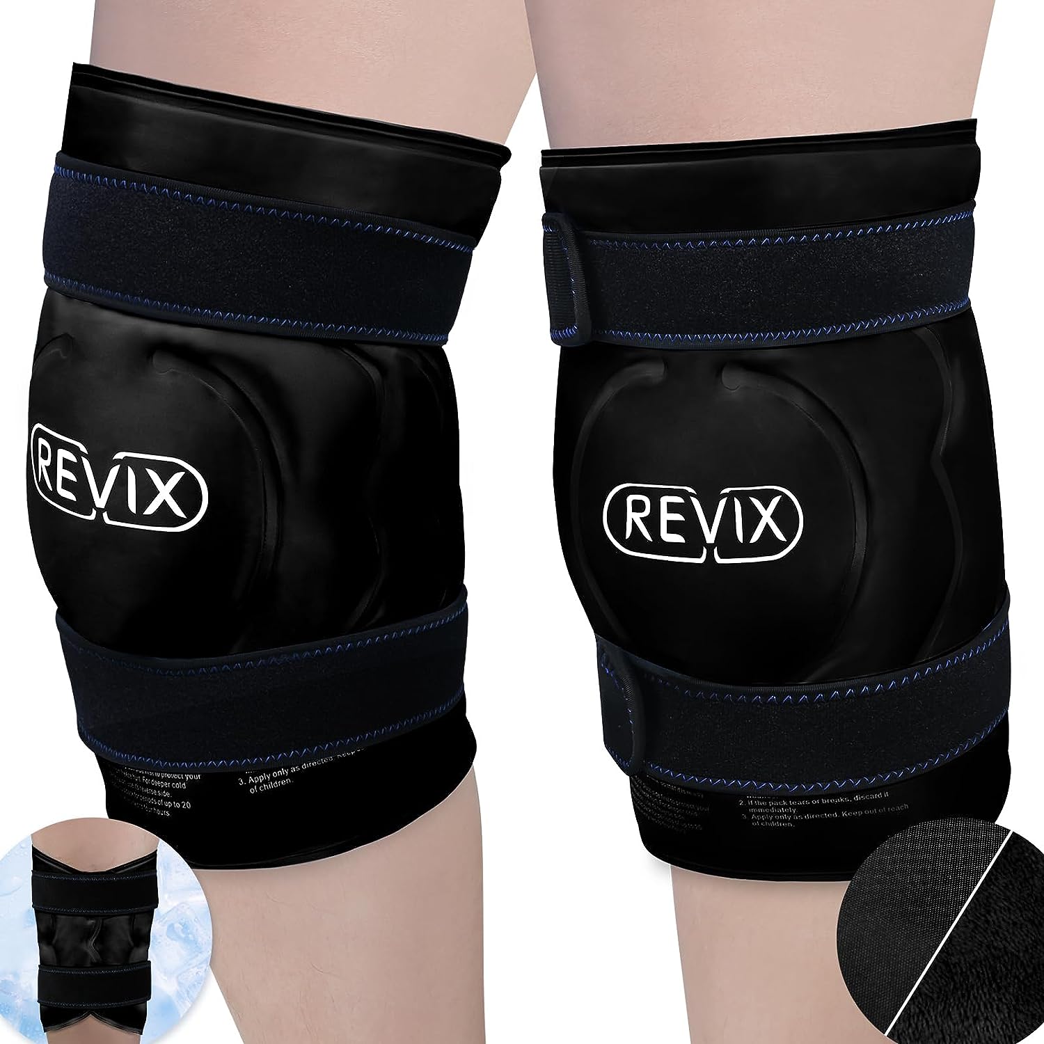 Buy black-2-counts REVIX 20‘’ XXXL Knee Ice Pack Wrap Around Entire Knee After Surgery, Large Ice Pack for Knee Pain Relief