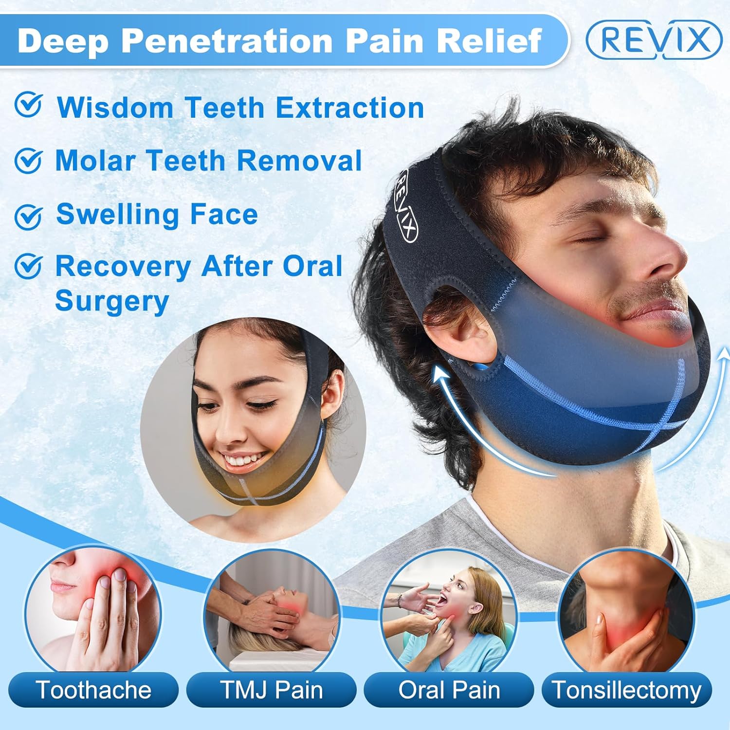 REVIX Wisdom Tooth Ice Pack Wrap with 3D Sewing Design Face Ice Pack for Jaw Pain Relief - 0