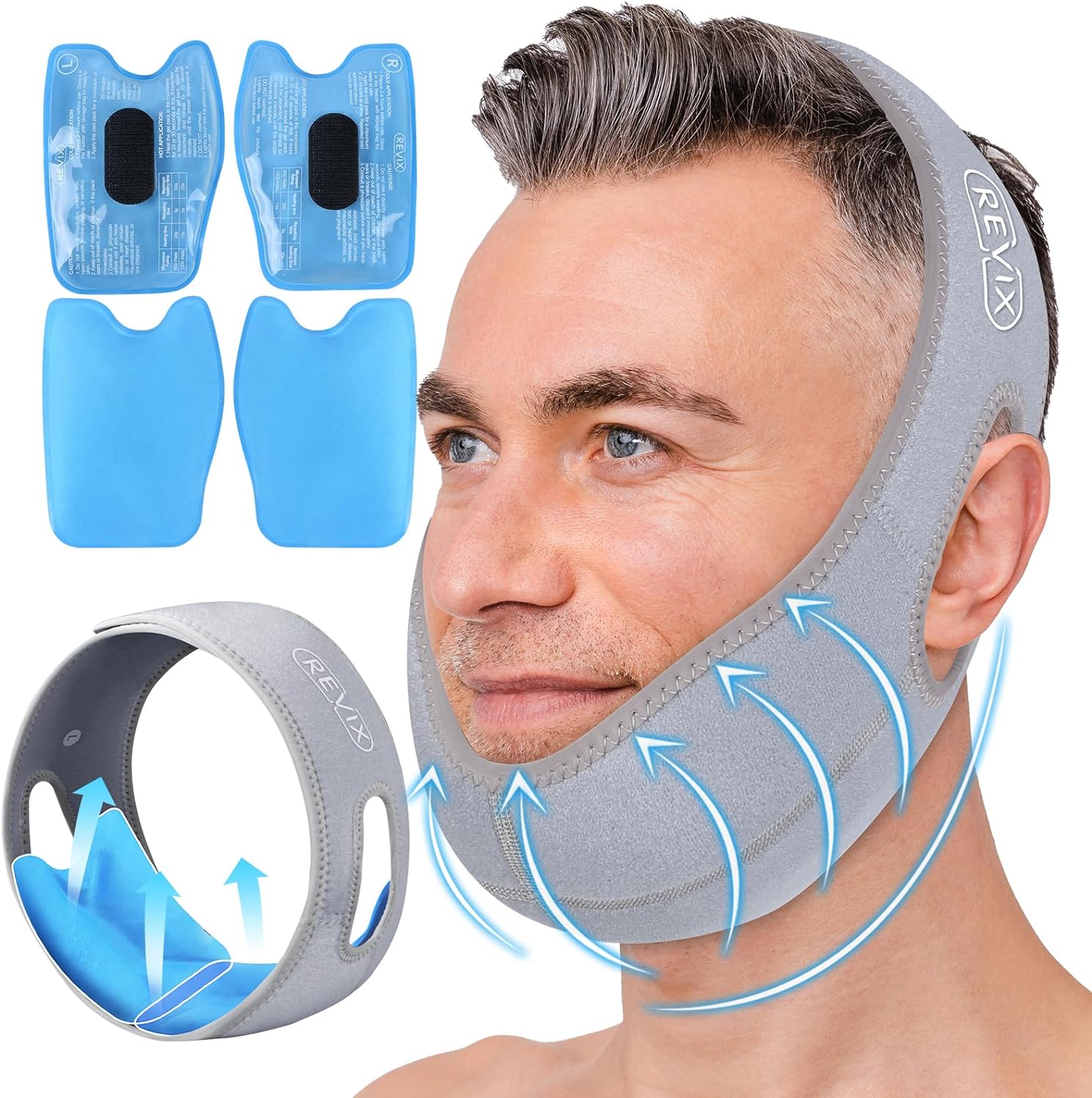 Buy gray REVIX Wisdom Tooth Ice Pack Wrap with 3D Sewing Design Face Ice Pack for Jaw Pain Relief