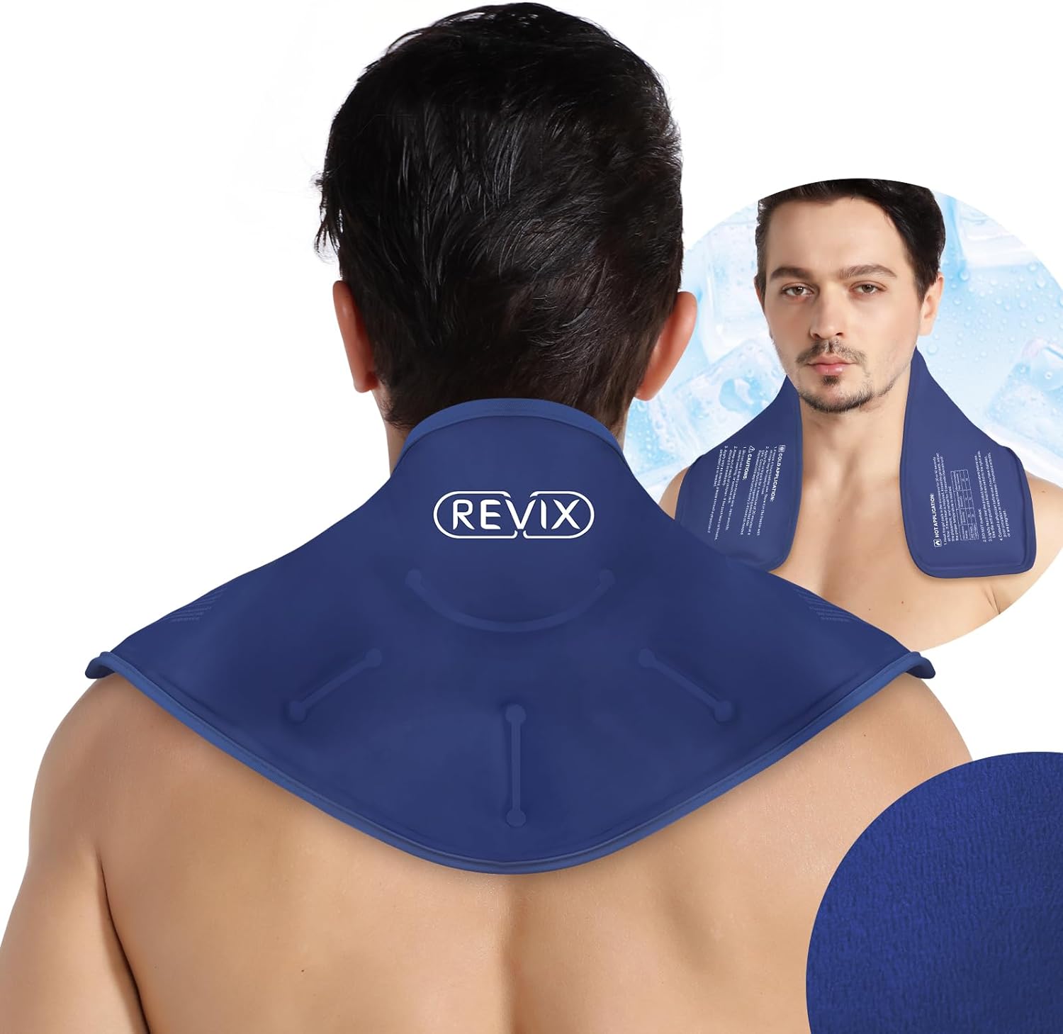 Buy navy-blue-pack1 REVIX XL Neck Ice Pack for Injuries Reusable Gel Neck Ice Wrap for Pain Relief