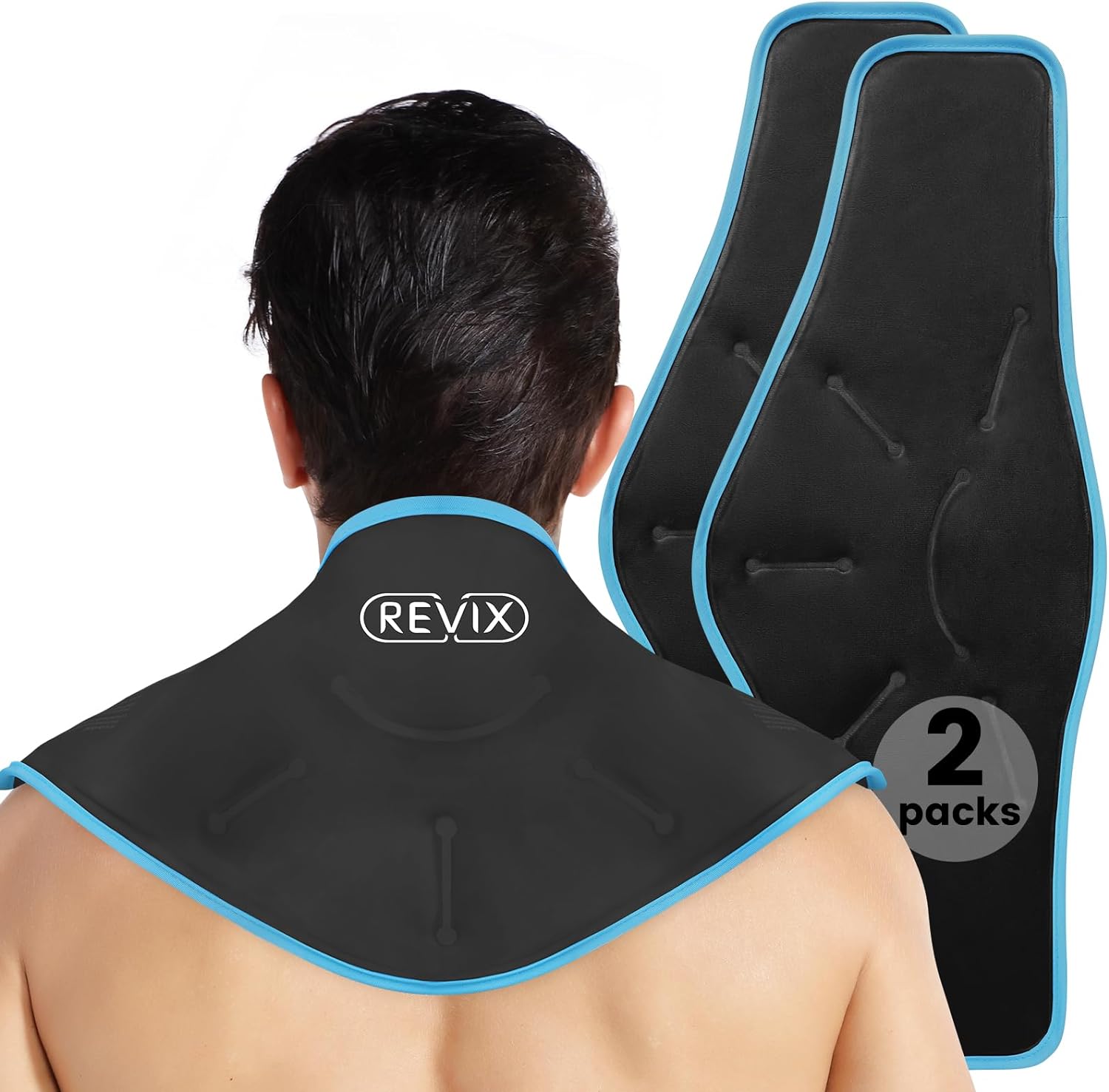 Buy black-pack2 REVIX XL Neck Ice Pack for Injuries Reusable Gel Neck Ice Wrap for Pain Relief