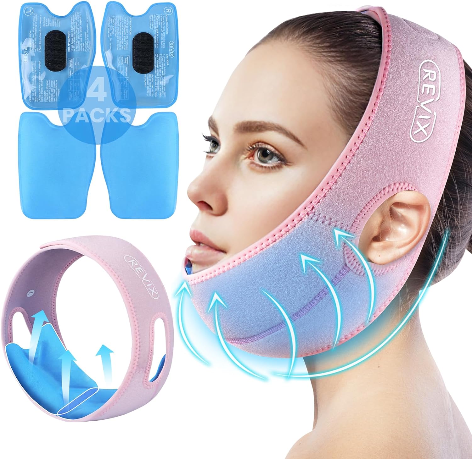 Buy pink REVIX Wisdom Tooth Ice Pack Wrap with 3D Sewing Design Face Ice Pack for Jaw Pain Relief