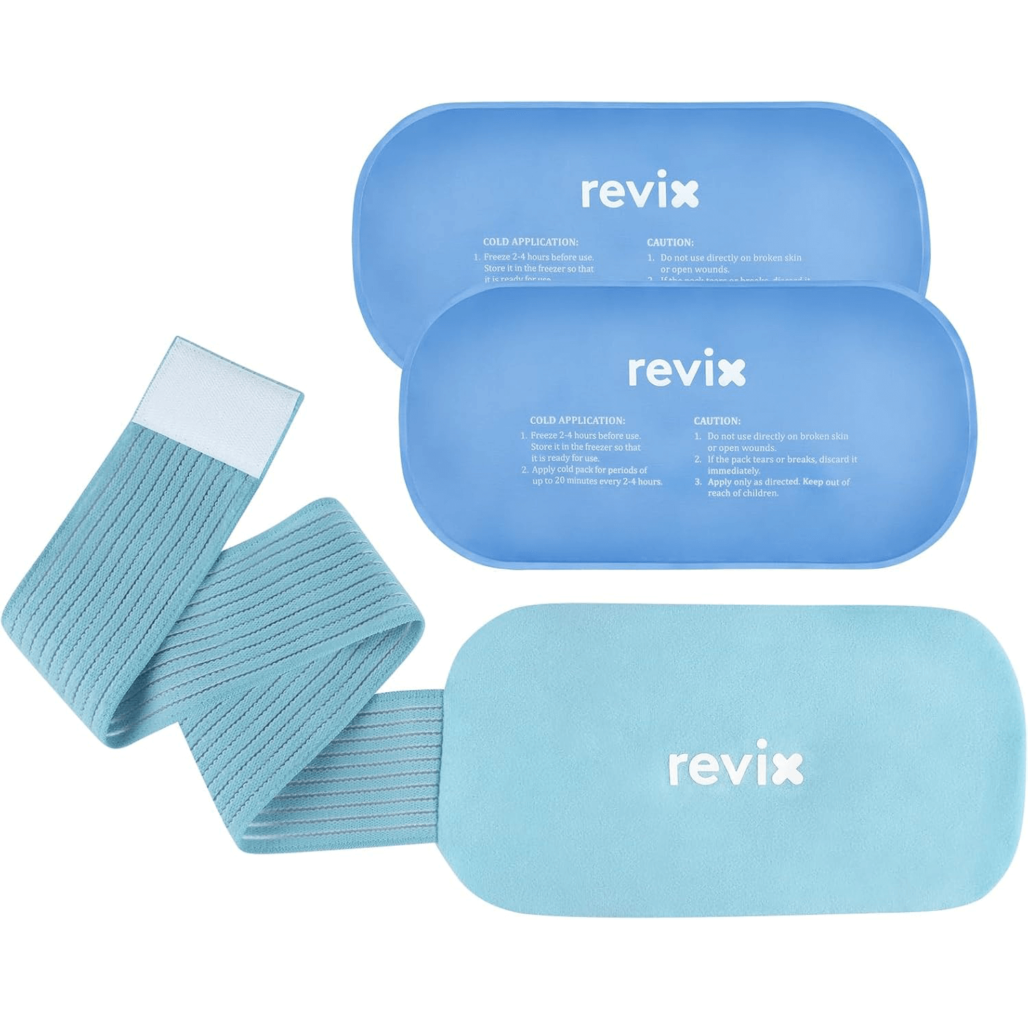 REVIX 2er-Pack Gel-Kühlpads wiederverwendbar mit weichem Bezug, 25 x 13 cm, Mehrzweck-Warm-Kalt-Kompressen für Verletzungen