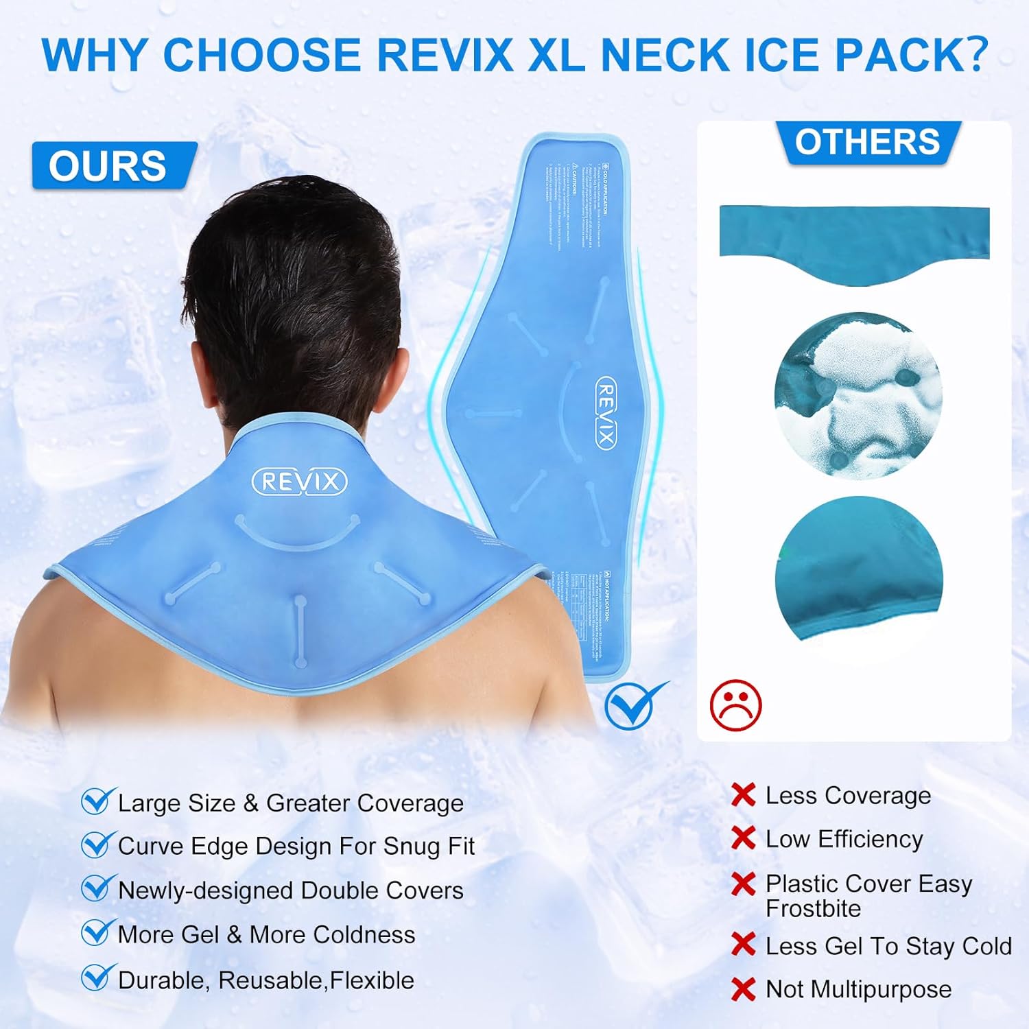 REVIX XL Neck Ice Pack for Injuries Reusable Gel Neck Ice Wrap for Pain Relief - 0