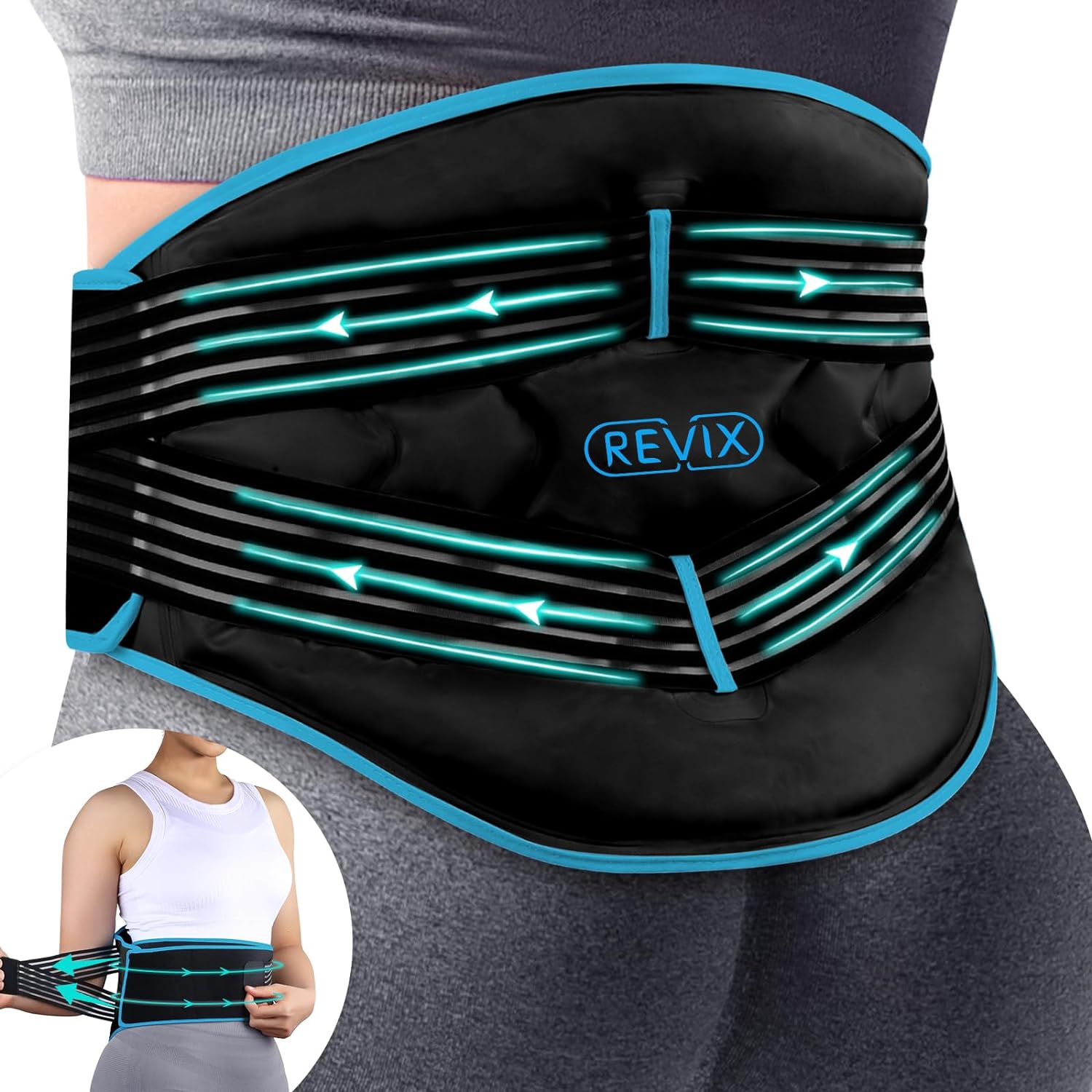 REVIX Extra Large Ice Pack for Back Pain Relief with Double Compressio Revixcare