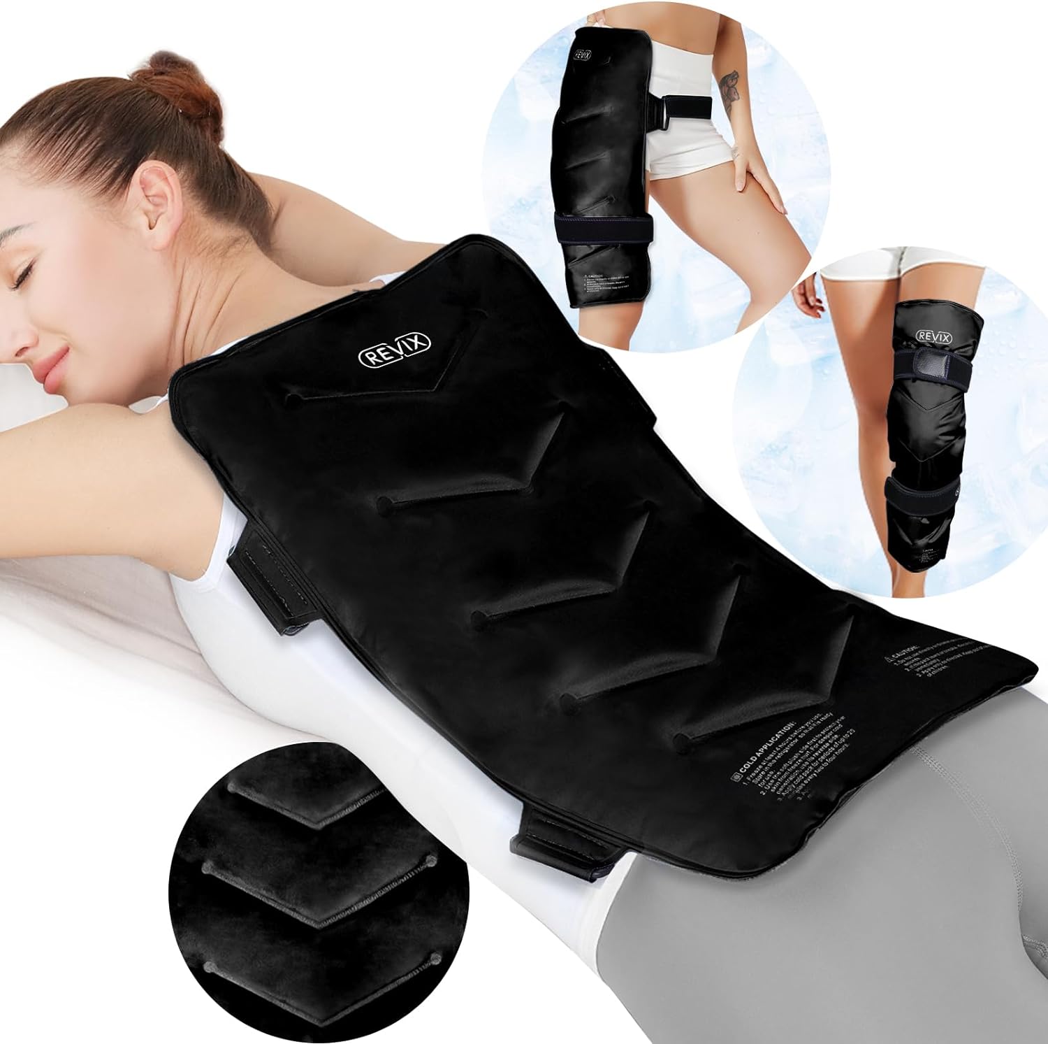 Buy black REVIX Full Back Ice Pack for Pain Relief Reusable Large Ice Pack, XXL
