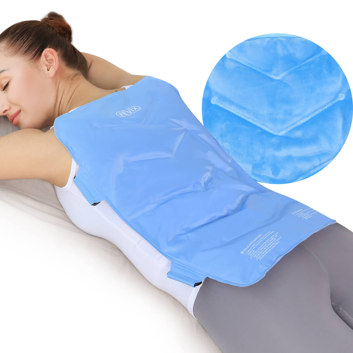 REVIX Full Back Ice Pack for Injuries Reusable Large Gel Ice Wrap for Back Pain