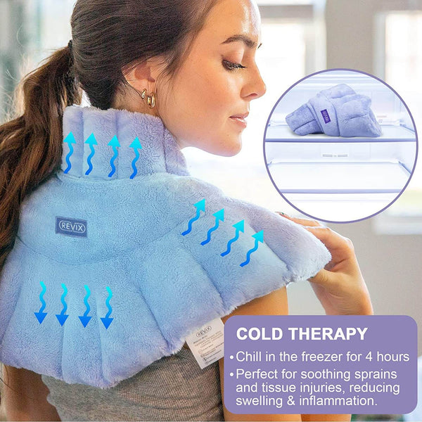 REVIX Microwave Heating Pad for Neck and Shoulders, Weighted Microwavable Heated Neck Wrap Warmer, Scented