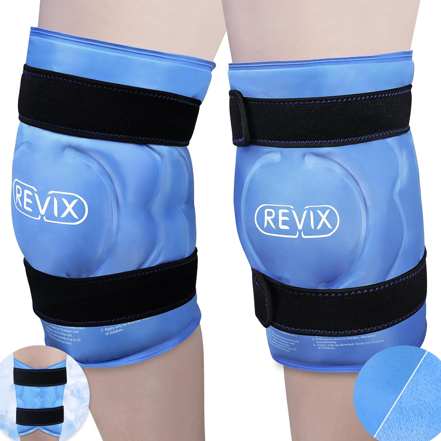 Buy blue-2-counts REVIX 20‘’ XXXL Knee Ice Pack Wrap Around Entire Knee After Surgery, Large Ice Pack for Knee Pain Relief