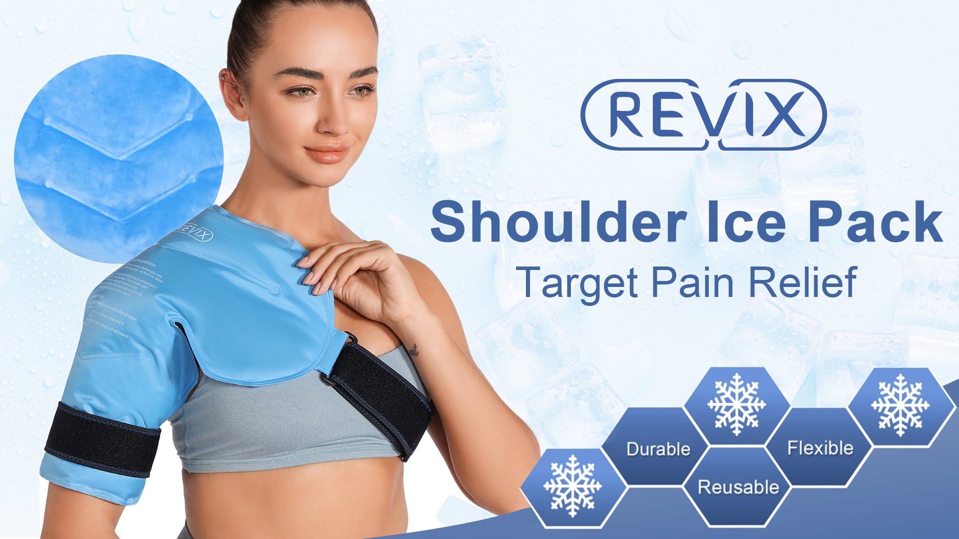 REVIX Shoulder Ice Pack for Injuries Reusable Gel Ice Wrap for Shoulder Pain Relief Bursitis,  Cold Therapy Compression