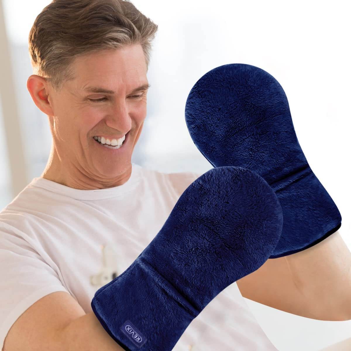 Buy navy-blue REVIX Microwavable Heating Mittens for Hand and Fingers to Relieve Arthritis Pain