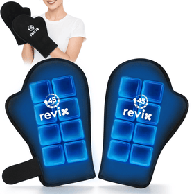 REVIX 45-Min Long-Lasting Hand Ice Pack Gloves, 2-Pack Reusable Ice Packs for Hands, Fingers & Wrists with Adjustable Straps