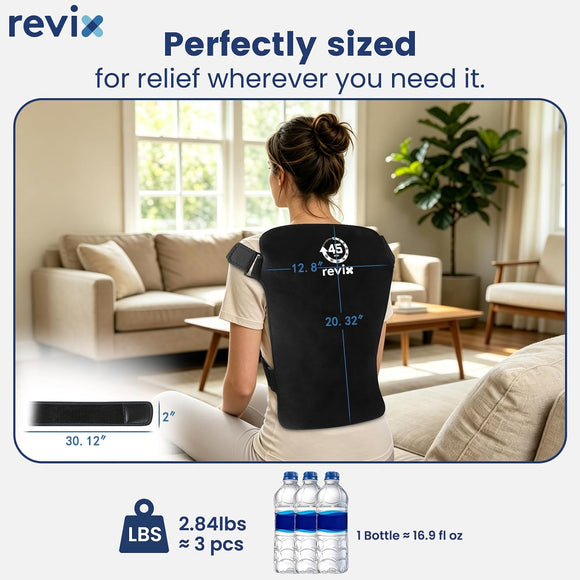 REVIX 45-Min Cooling Full Back Ice Packs, Reusable Gel Ice Wrap for Back