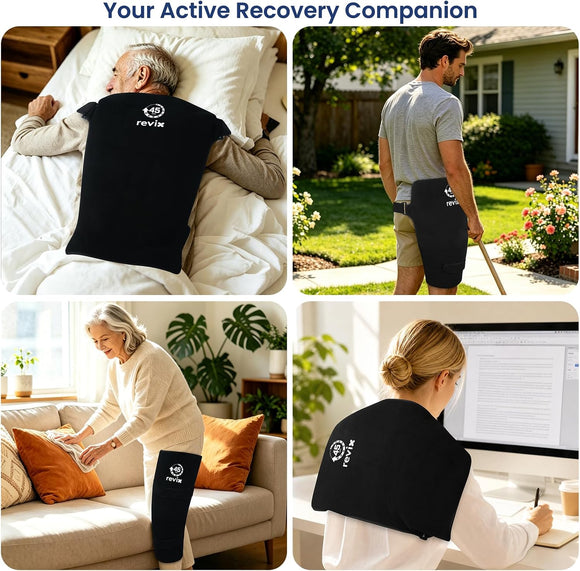 REVIX 45-Min Cooling Full Back Ice Packs, Reusable Gel Ice Wrap for Back