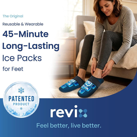 REVIX 45-Min Long-Lasting Foot Ice Wraps, Reusable Gel Ice Pack Slippers