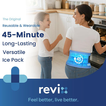REVIX Compresa de hielo para lesiones reutilizable con correa elástica, compresa fría de gel de larga duración de 45 minutos para rodilla, hombro, espalda - 0