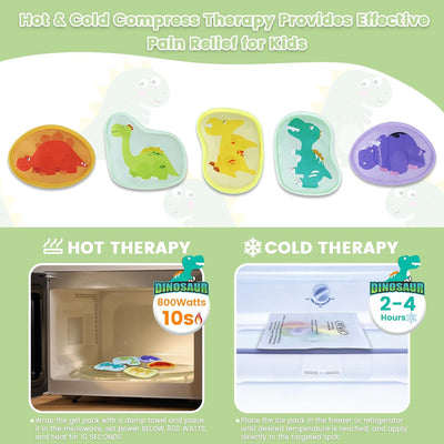 REVIX Kids Ice Packs for Boo Boos, 5 Gel Cold Packs for Injuries Reusable Toddler Ice Pack with Straps for Fever, Swelling, Bruise and Pain Relief