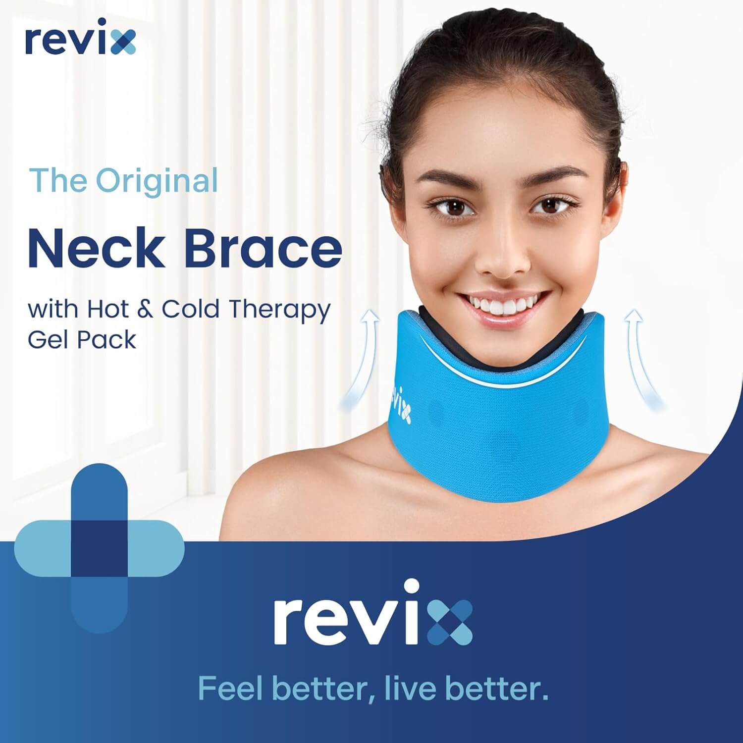 REVIX Soft Neck Brace Cervical Collar, Adjustable Neck Support Brace with Hot Cold Gel Pack