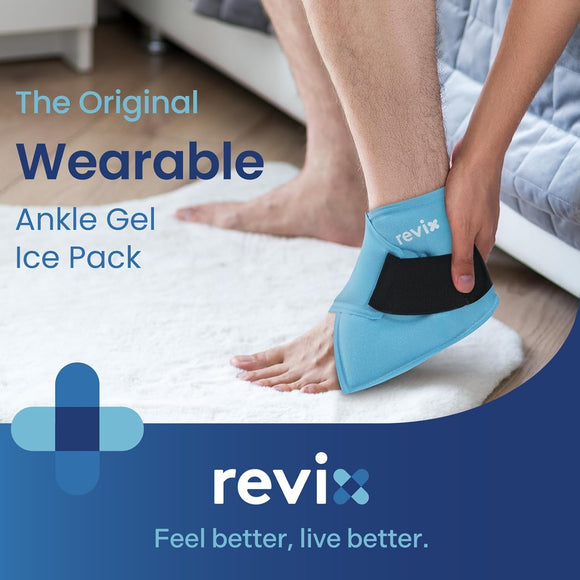 REVIX Ankle Ice Pack Wrap Reusable Gel Cold Compression for Foot Discomfort, Swelling and Recovery