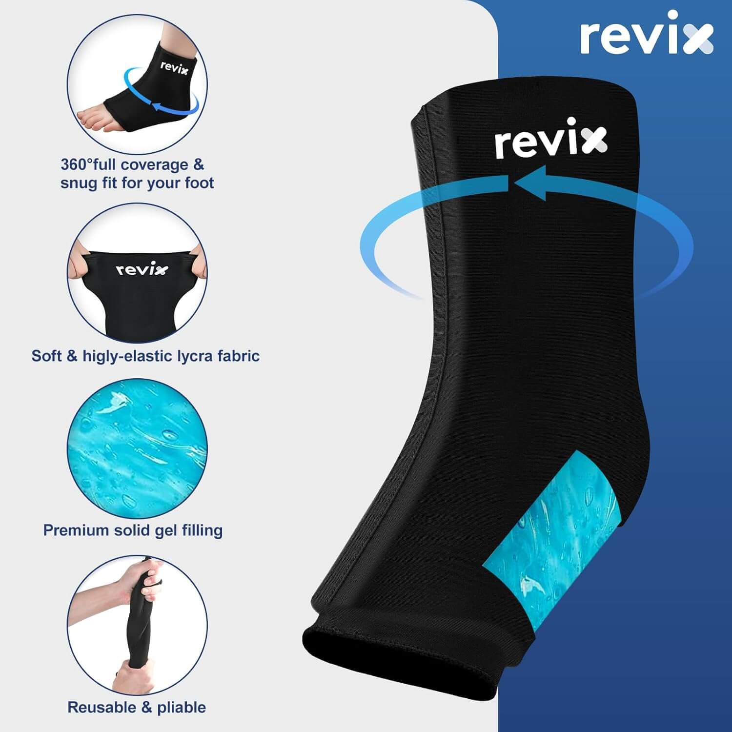 REVIX Ankle Ice Pack Wraps for Soothing Discomfort Reusable Ice Sleeve for Ankle Relaxation