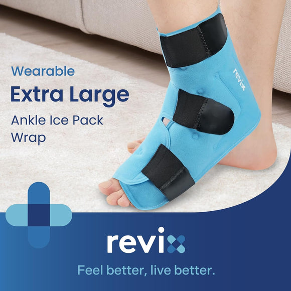 REVIX Extra Large Ankle Ice Pack for Foot Discomfort, Reusable Gel Cold Pack with Cold Compression Therapy