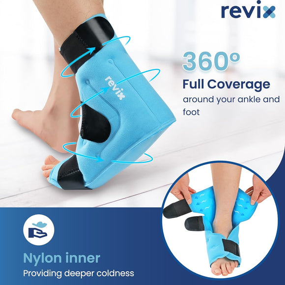 REVIX Extra Large Ankle Ice Pack for Foot Discomfort, Reusable Gel Cold Pack with Cold Compression Therapy