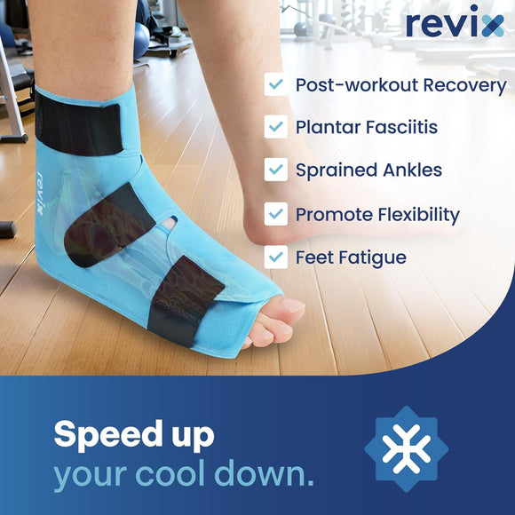 REVIX Extra Large Ankle Ice Pack for Foot Discomfort, Reusable Gel Cold Pack with Cold Compression Therapy