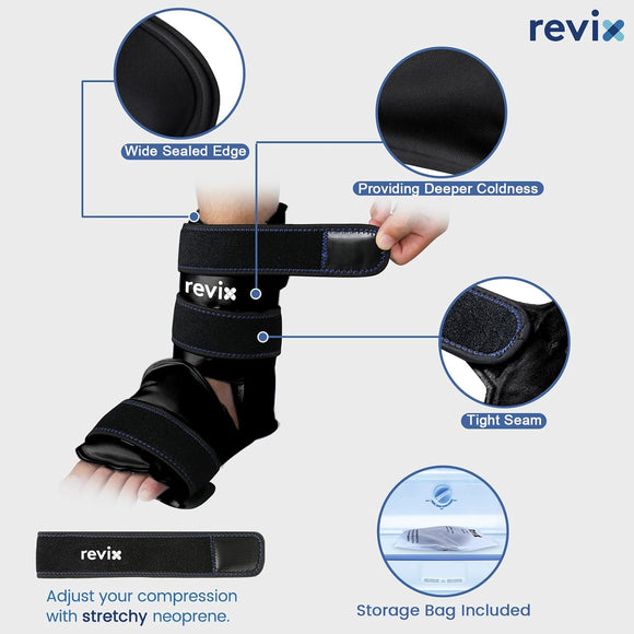REVIX Ankle Ice Pack for Foot Swelling, Reusable Gel Ice Pack Wrap