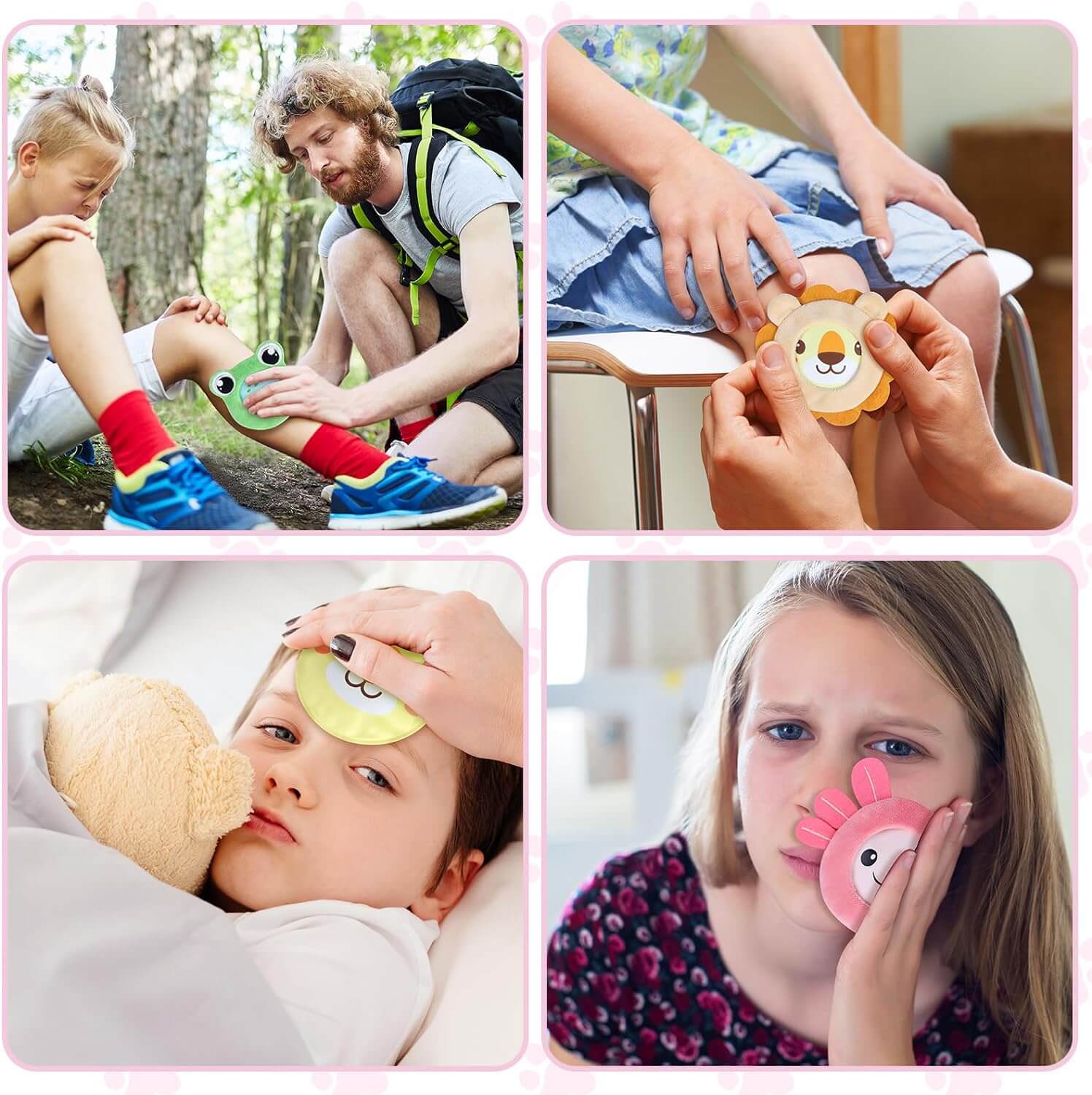 REVIX Boo Boo Ice Packs for Kids Injuries, Fever with Cloth Covers