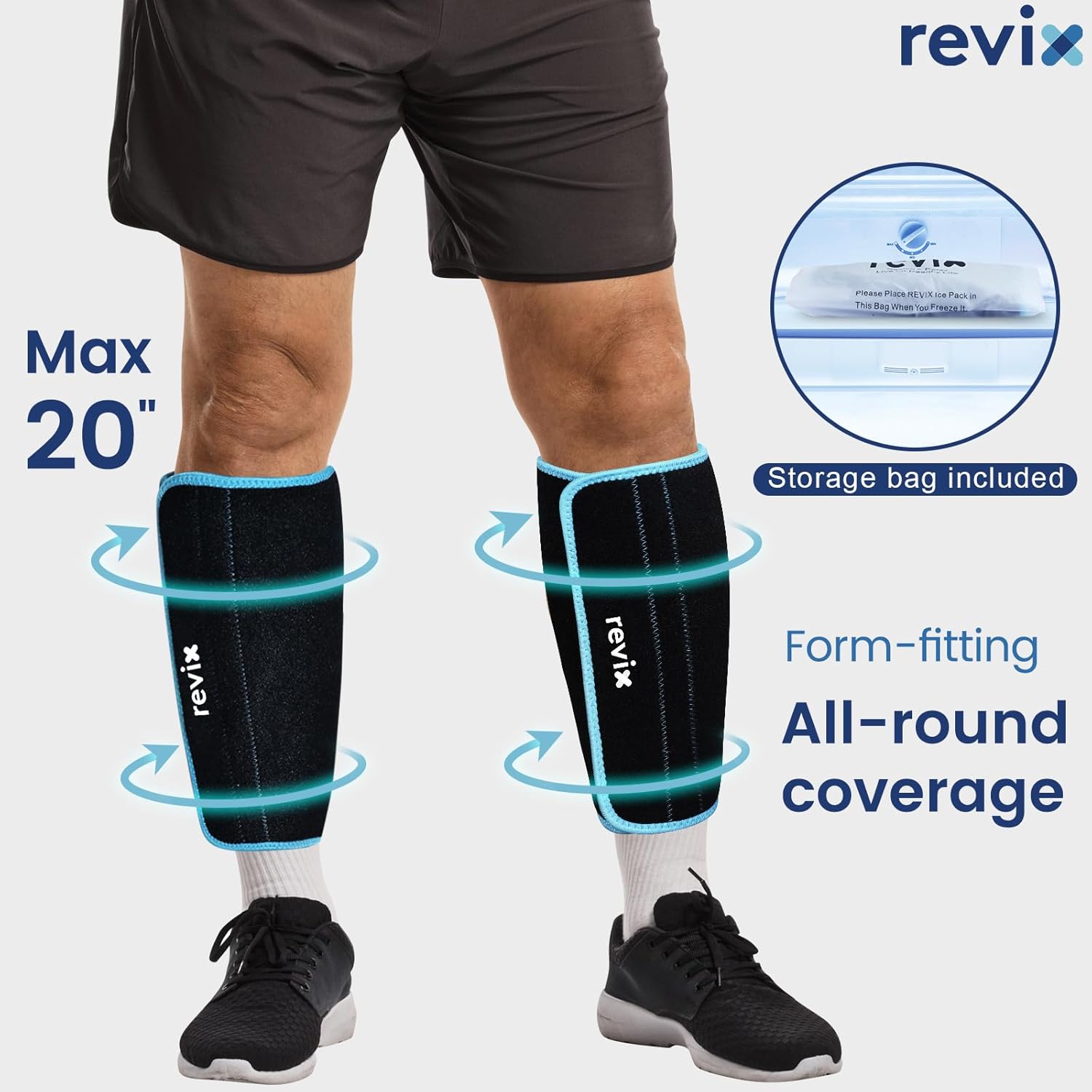 REVIX Calf and Shin Ice Packs for Shin Splints Reusable Leg Cold Pack Wraps