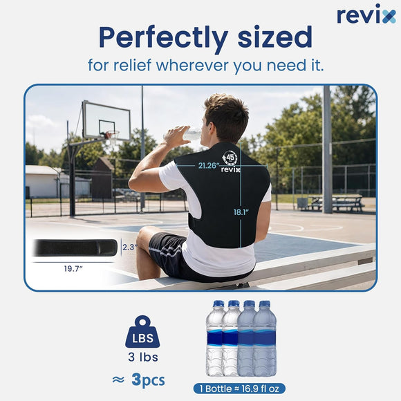 REVIX 45-Min Long-Lasting Ice Pack for Shoulders and Back, Large Gel Ice Pack with Straps