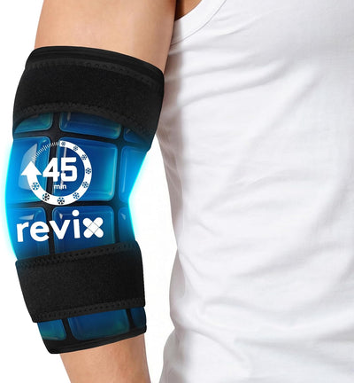 REVIX Elbow Ice Pack Wrap for Pitchers, 45-Minute Long-Lasting Cold Compression Wrap