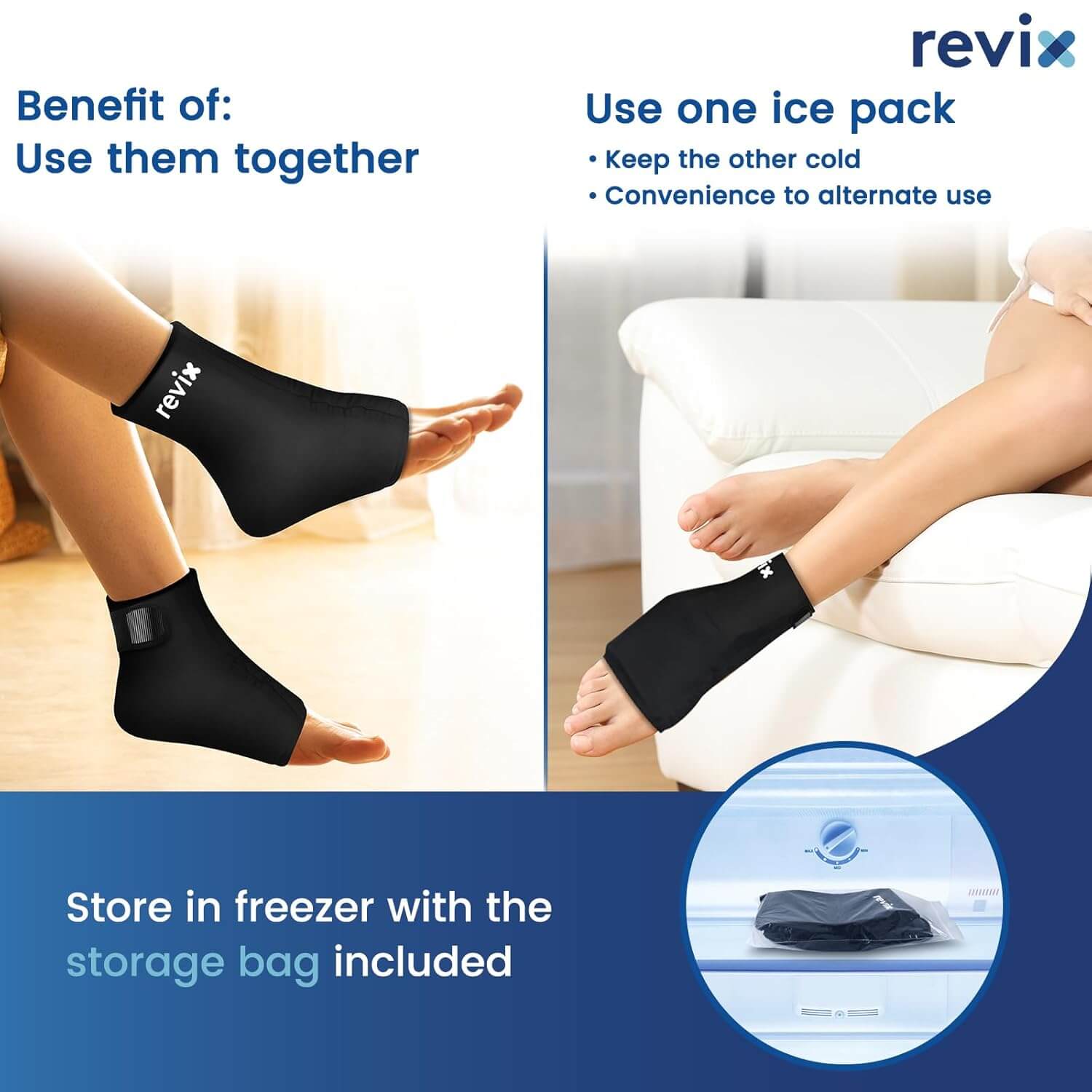 REVIX Ankle Ice Pack Wraps for Soothing Discomfort Reusable Ice Sleeve for Ankle Relaxation