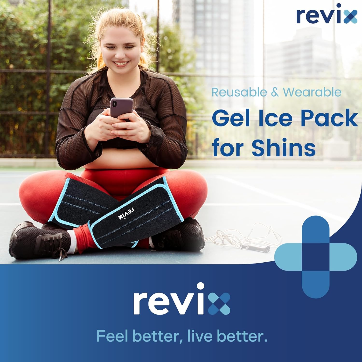 REVIX XL Calf and Shin Ice Packs for Shin Splints Reusable Leg Cold Pack Wraps