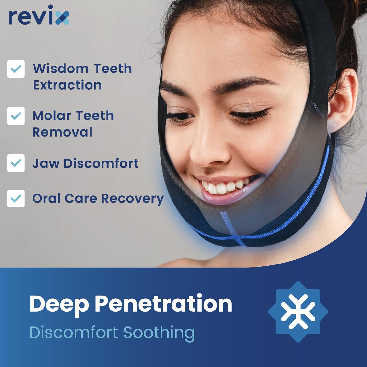 REVIX Wisdom Teeth Ice Pack Head Wrap with 3D Sewing Jaw Ice Pack for Face Oral Surgery Pain Relief for TMJ