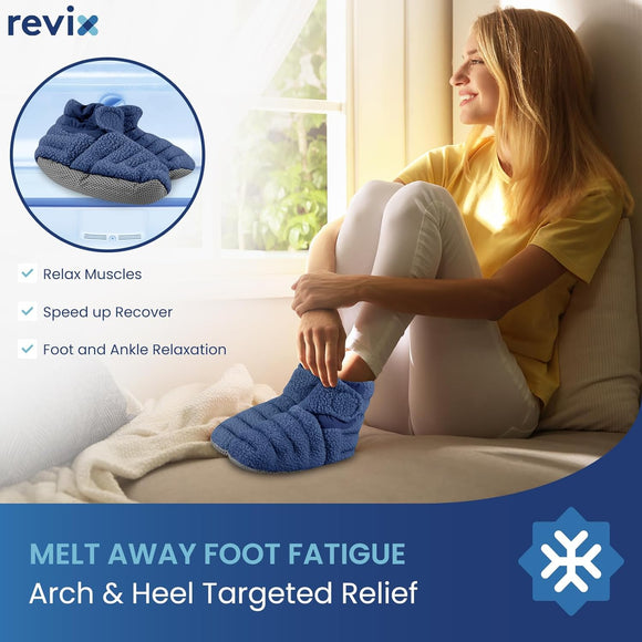 REVIX Microwavable Foot Warmers, Heated Booties for Cold Feet & Discomfort Relief
