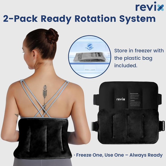 REVIX 2-Pack Large Cold Packs for Back, Rotator Cuff, Hip, Knee, and Shin, Versatile