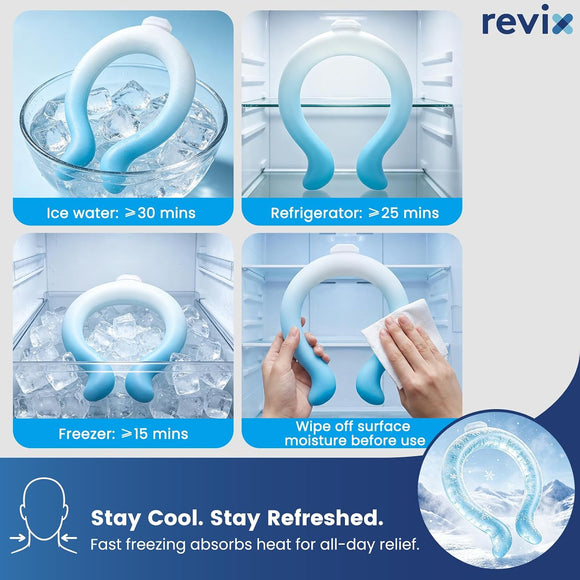 REVIX Large Neck Cooling Tube, 30% Thicker Ice Ring for Summer, Upgraded Wider Circumference Fits All Neck Sizes, Reusable Neck Cooler for Hot Weather, Outdoor Work, Sports, Long-Lasting Cold