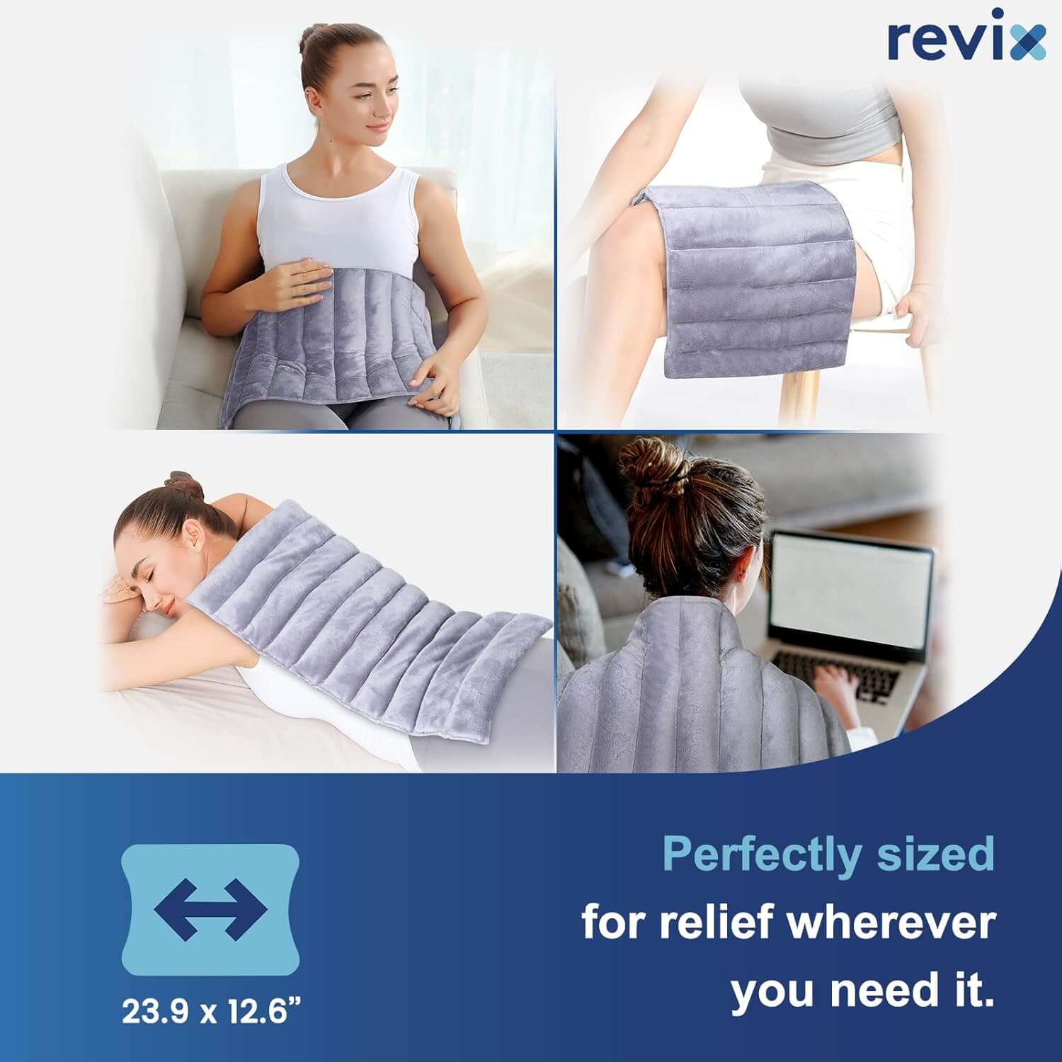 REVIX Large Heating Pad for Back Pain Relief Moist Heated Wrap for Full Back