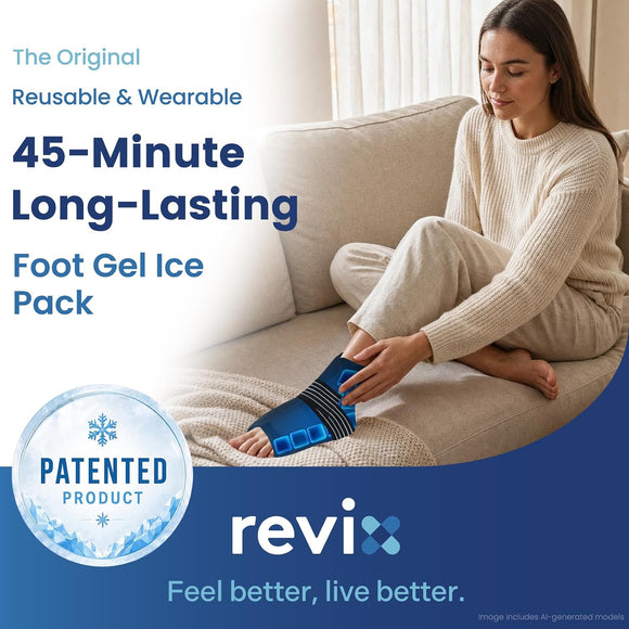 REVIX Foot Ankle Ice Pack Wrap for Plantar Fasciitis & Achilles Tendonitis