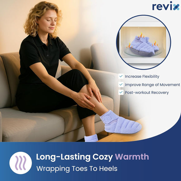 REVIX Microwavable Foot Warmers, Heated Booties for Cold Feet & Discomfort Relief
