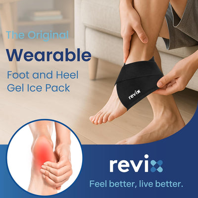 REVIX Foot and Heel Ice Pack Wrap, Reusable Hot & Cold Therapy Gel Pack for Heel