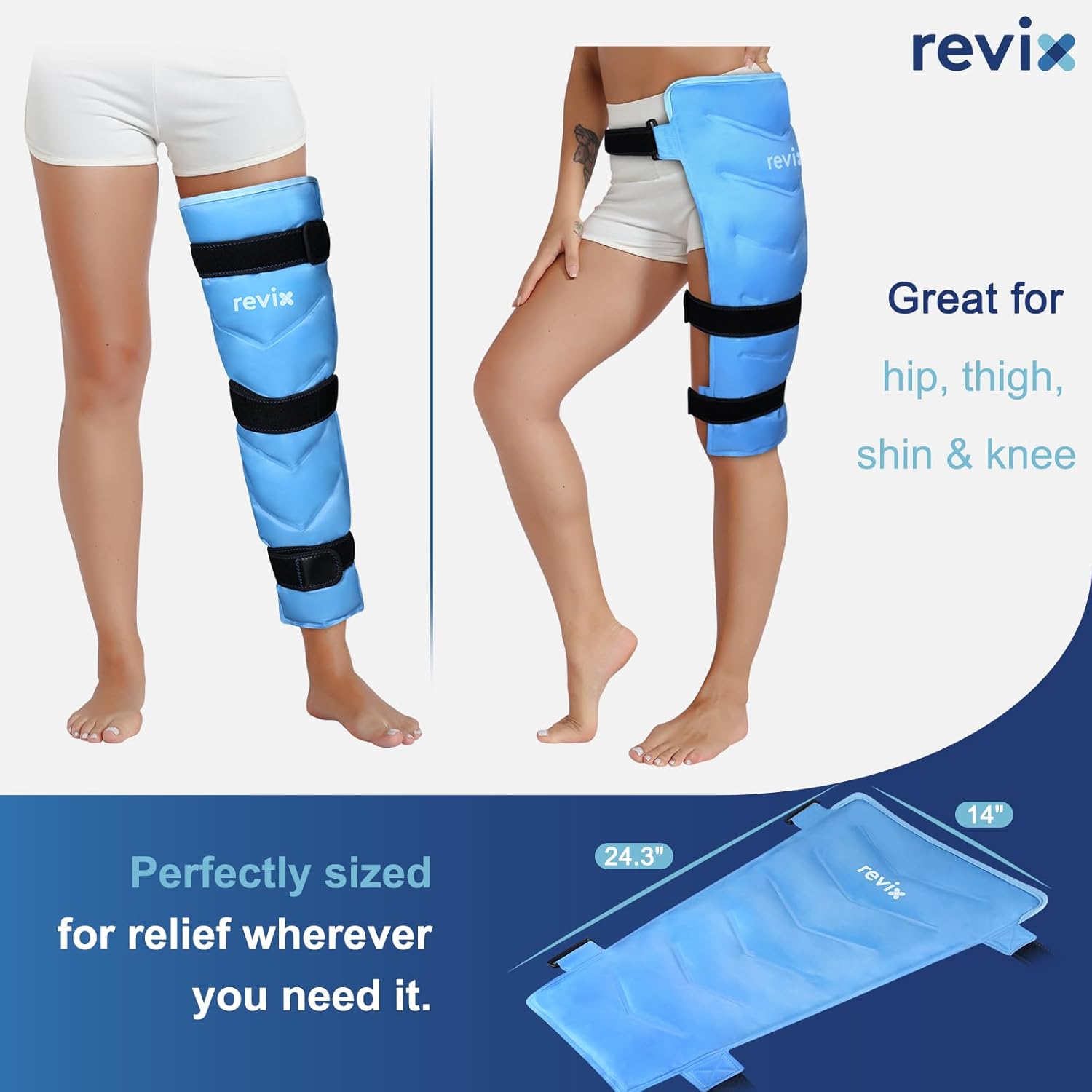 REVIX Full Leg Ice Pack For Hip Replacement, Cold Compress Therapy After Surgery