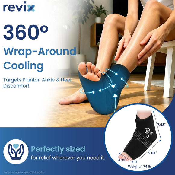 REVIX Foot Ankle Ice Pack Wrap for Plantar Fasciitis & Achilles Tendonitis