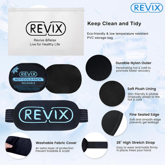 REVIX Ice Packs for Injuries Reusable, 5 Pack Hot and Cold Gel Ice Pack Set for Pain Relief