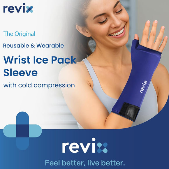 REVIX Wrist Ice Pack Wrap - Hand Ice Pack Sleeve with Extended Coverage