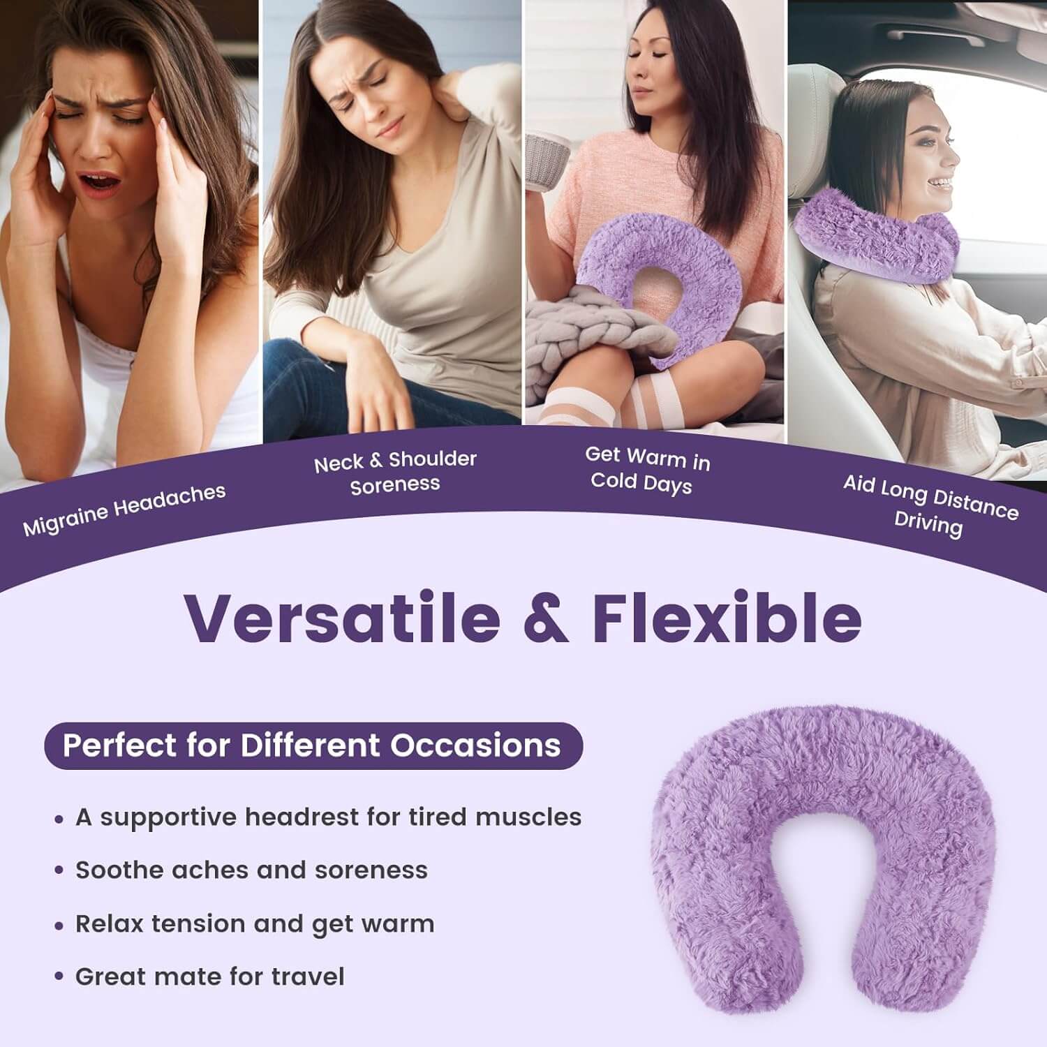 REVIX Neck Warmer Microwavable Heating Pad, Microwave Neck Pillow Moist Heat Therapy