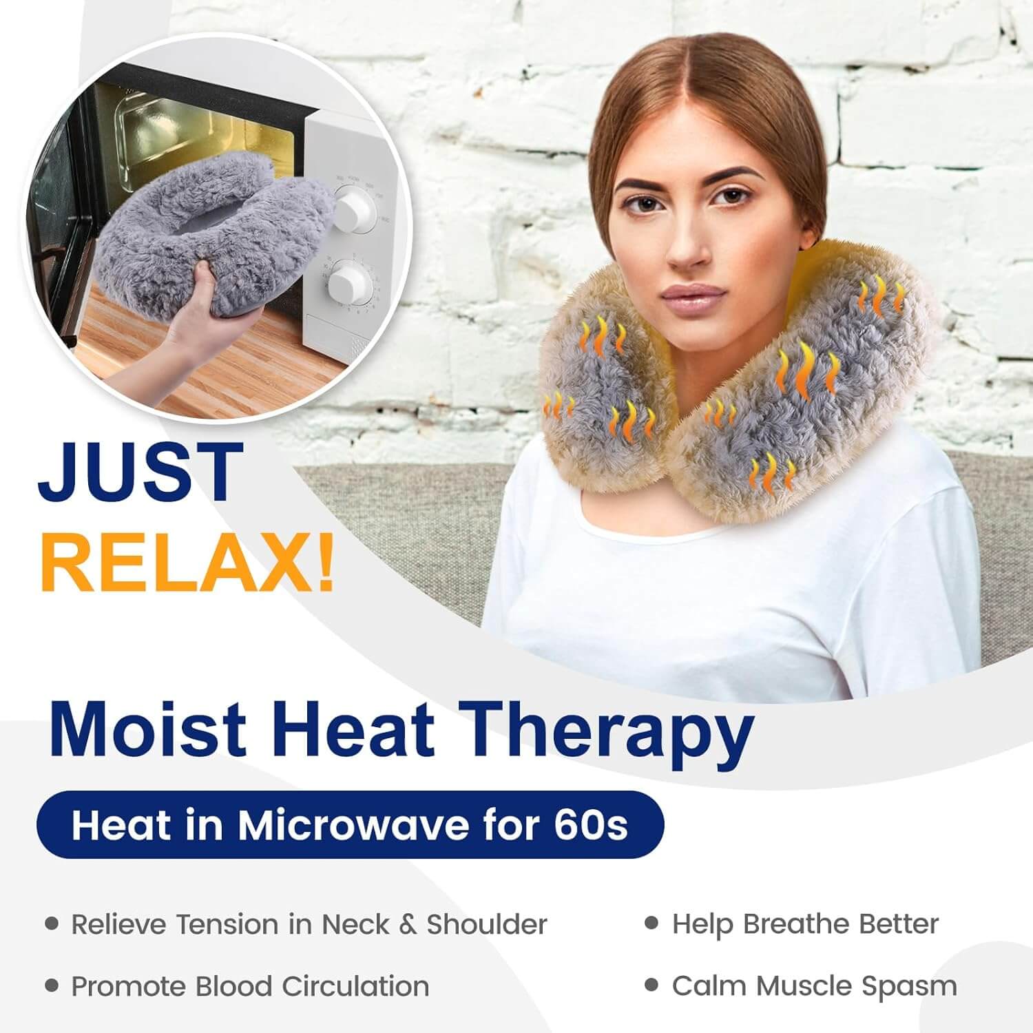 REVIX Neck Warmer Microwavable Heating Pad, Microwave Neck Pillow Moist Heat Therapy