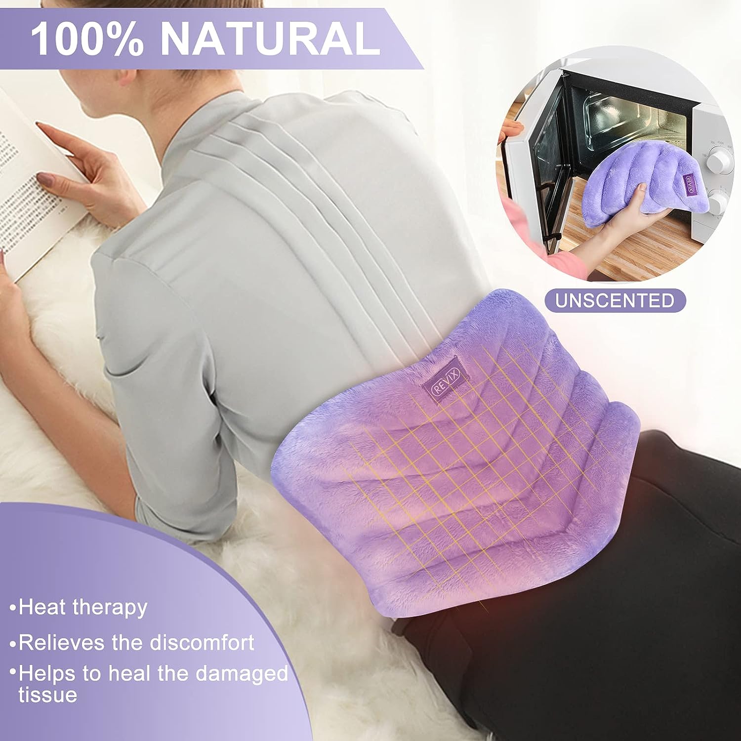 REVIX Microwavable Heating Pad for Back, Extra Large Microwave Heated Pack with Moist Heat