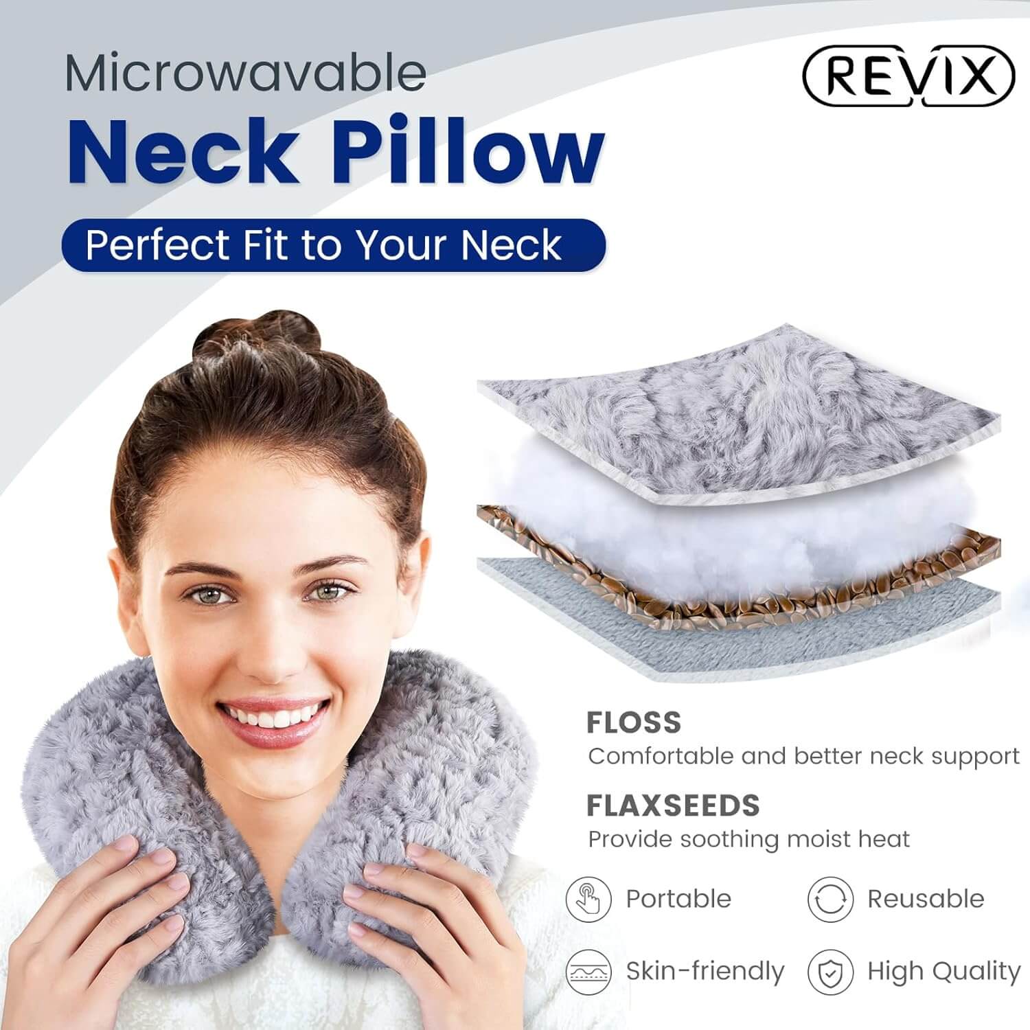 REVIX Neck Warmer Microwavable Heating Pad, Microwave Neck Pillow Moist Heat Therapy